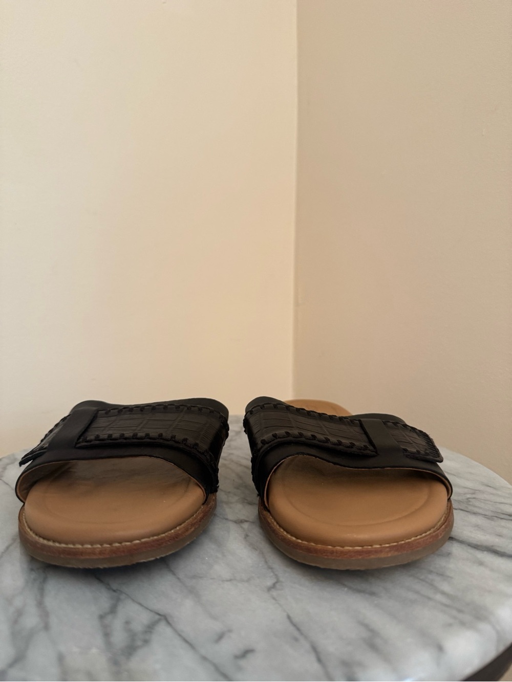 Clarks Maritime Mule Comfort Cushion Black Leather Slide Sandals Women’s 9.5 - Picture 3 of 9